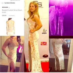 Gorgeous nude beaded Xscape formal gown